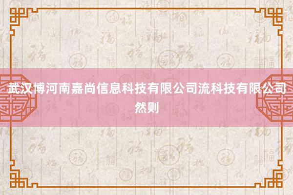 武汉博河南嘉尚信息科技有限公司流科技有限公司然则